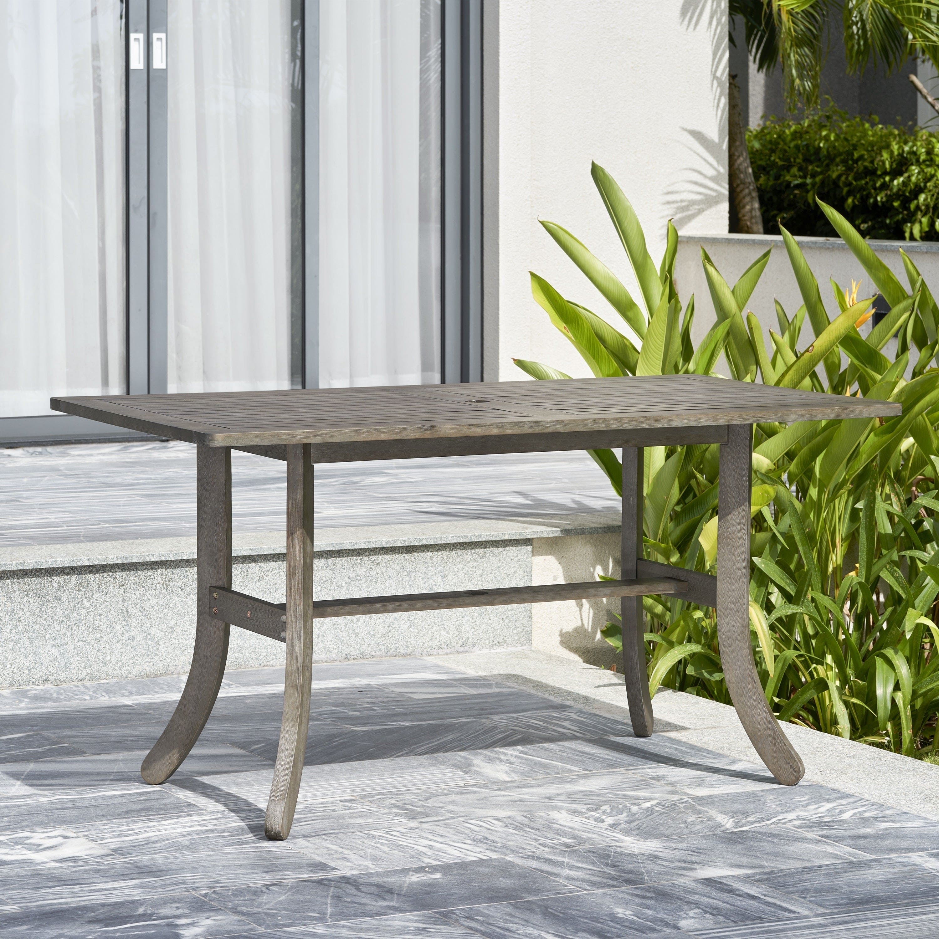 Kyrstin Grey-washed Farmhouse Wood Patio Dining Table  for 6 Seaters