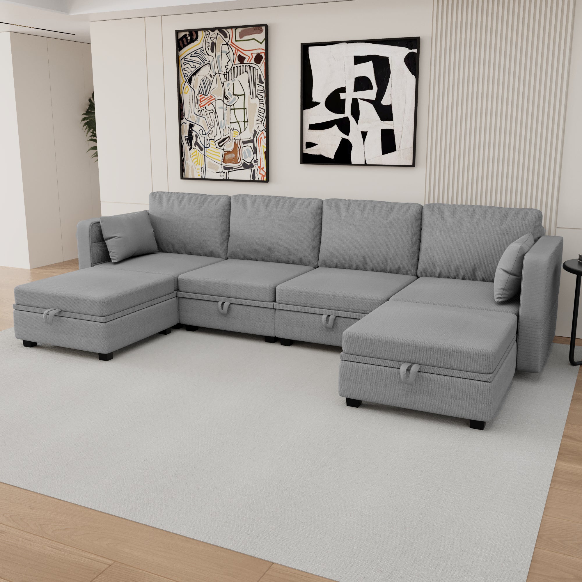 UNITED WE WIN Modular Sectional Sofa U Shaped Modular Couch with Reversible Chaise Modular Sofa Sectional Couch with Storage Seats