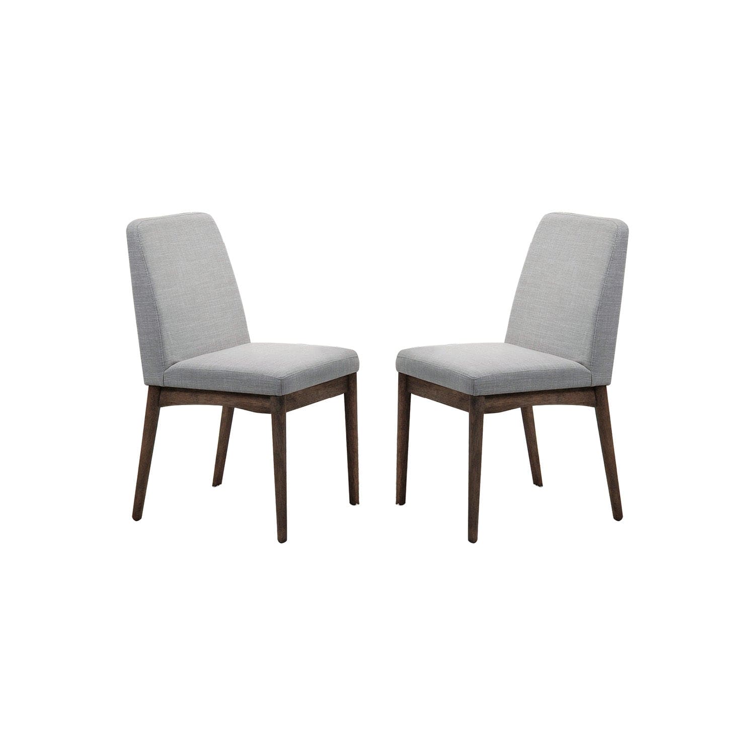 Grey Fabric Upholstered Dining Chair, Brown(Set of 2)