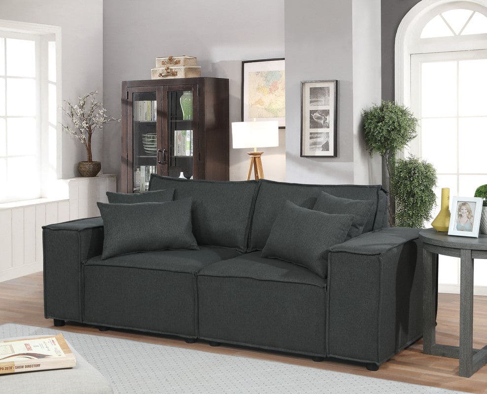 Elson Loveseat in Dark Gray Linen