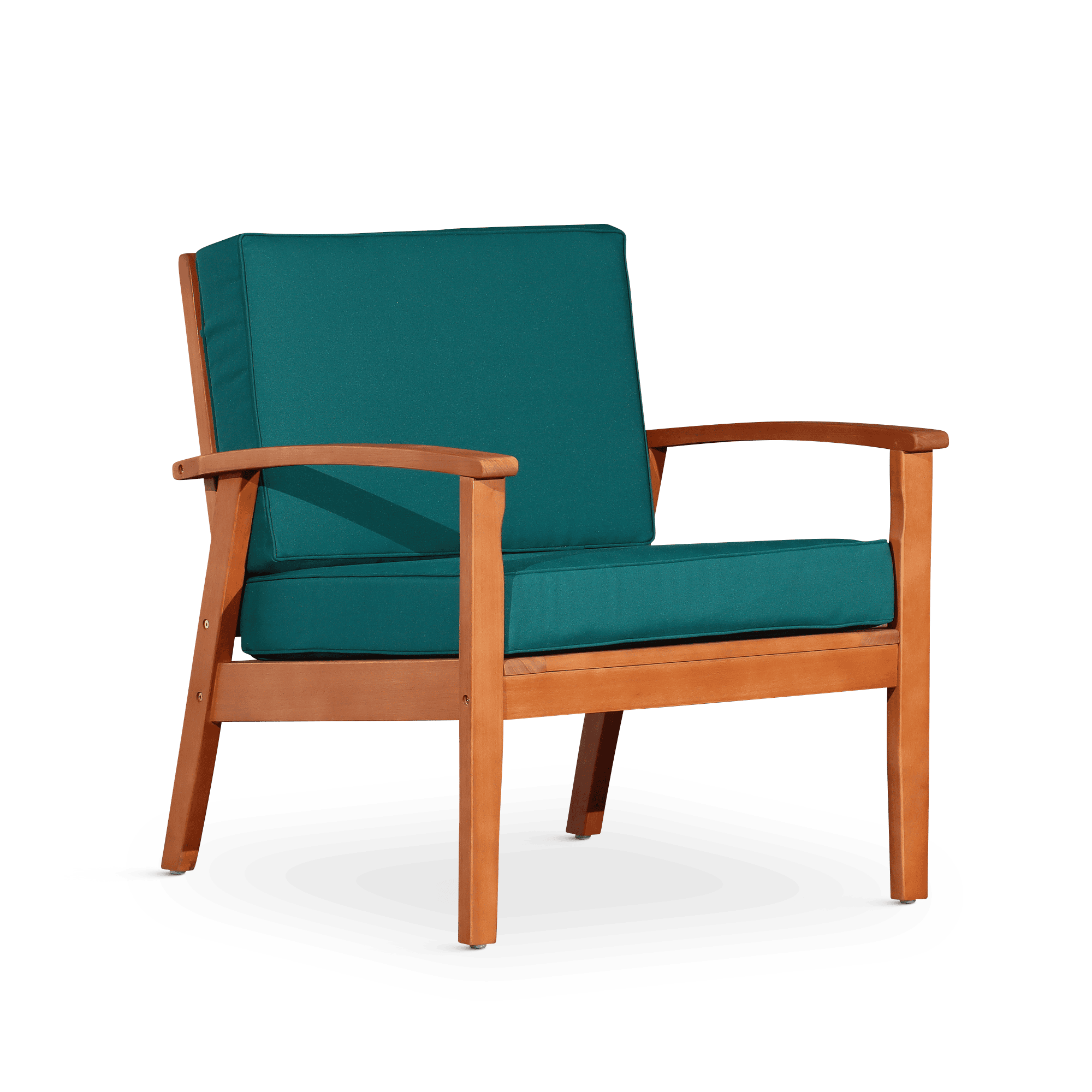 Deep Seat Eucalyptus Chair, Natural Oil Finish, Dark Green Cushions