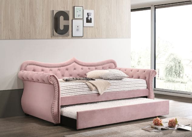 ACME Adkins Daybed & Trundle, Pink Velvet 39420