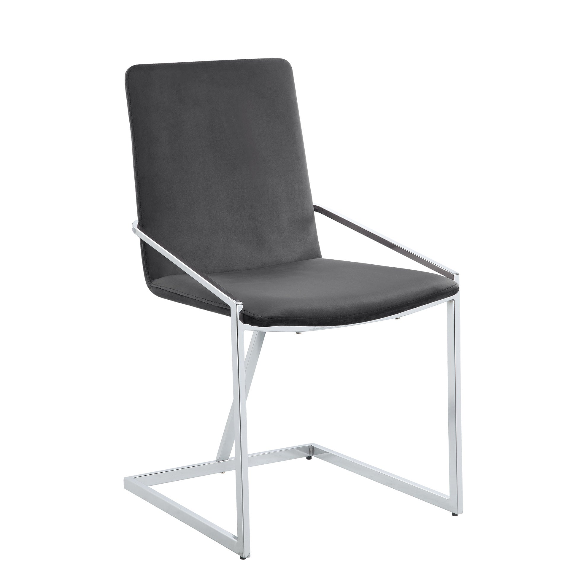 ACME Zlatan Side Chair(Set-2), Gray Velvet & Chrome Finish DN02235