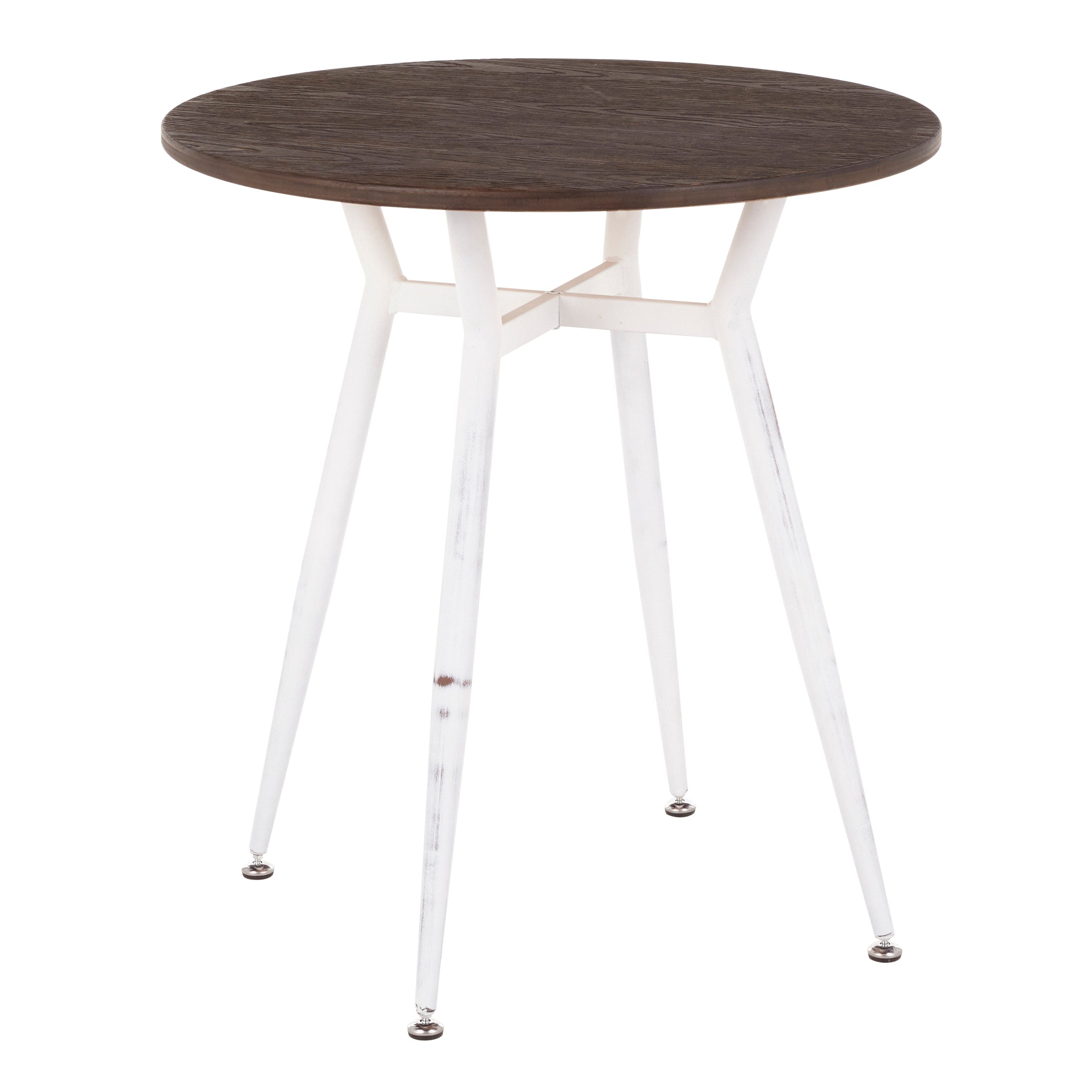 Clara Industrial Round Dinette Table in Vintage White Metal and Espresso Wood-Pressed Grain Bamboo by LumiSource