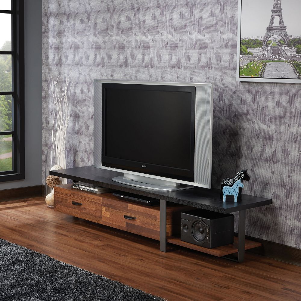 ACME Elling TV Stand in Walnut & Black 91235