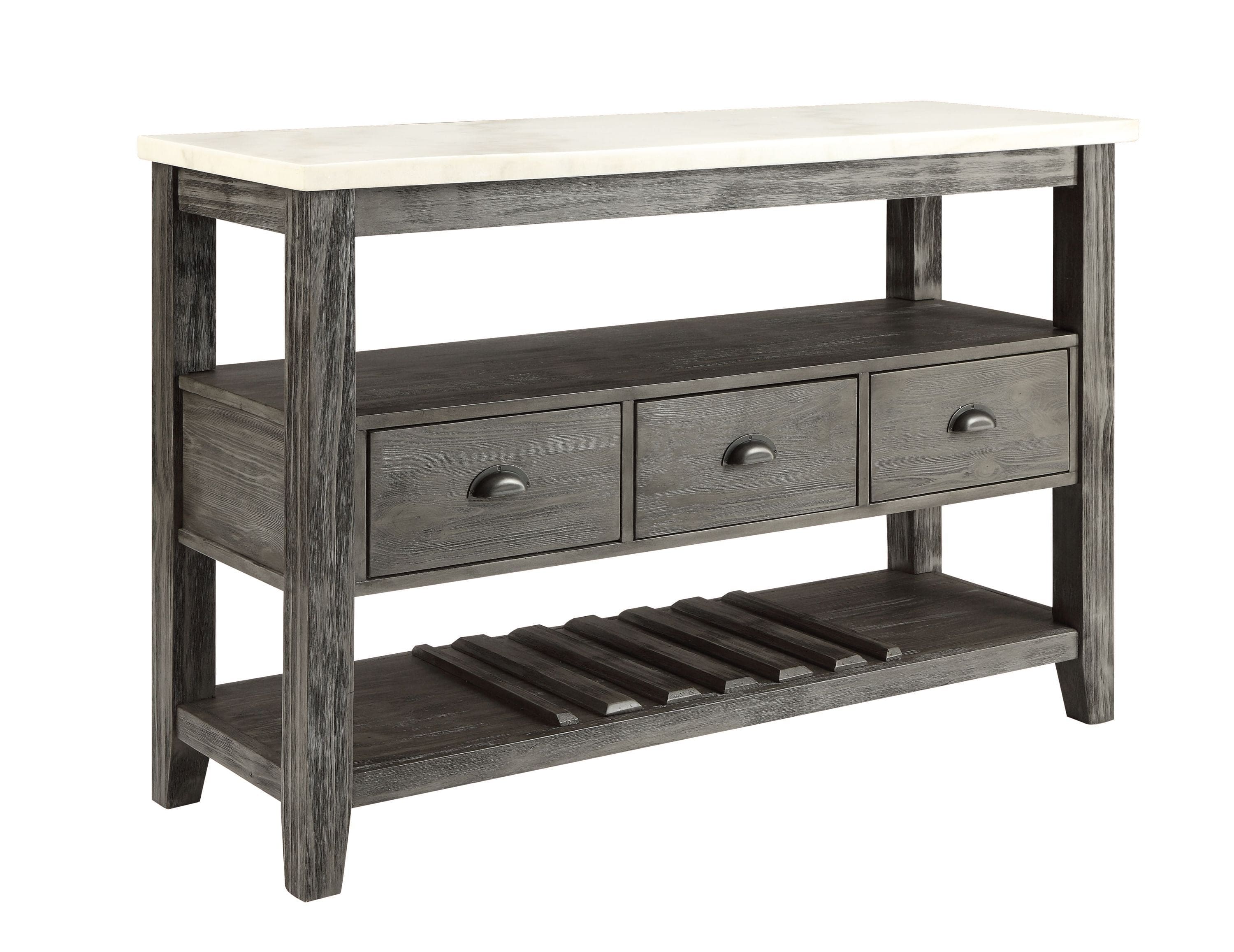 ACME Merel Server in White Marble & Gray Oak 70169