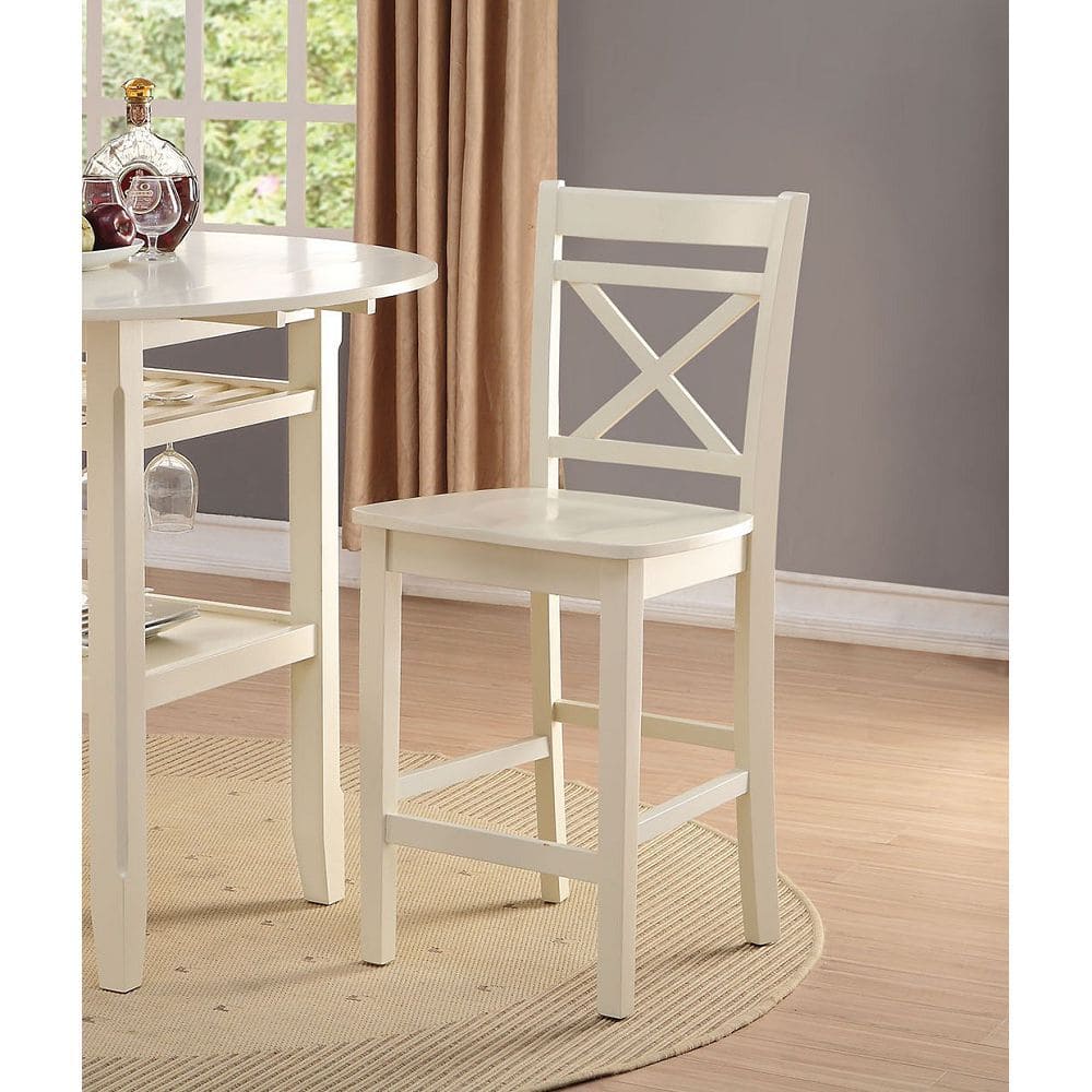 ACME Tartys Counter Height Chair (Set-2) in Cream 72547