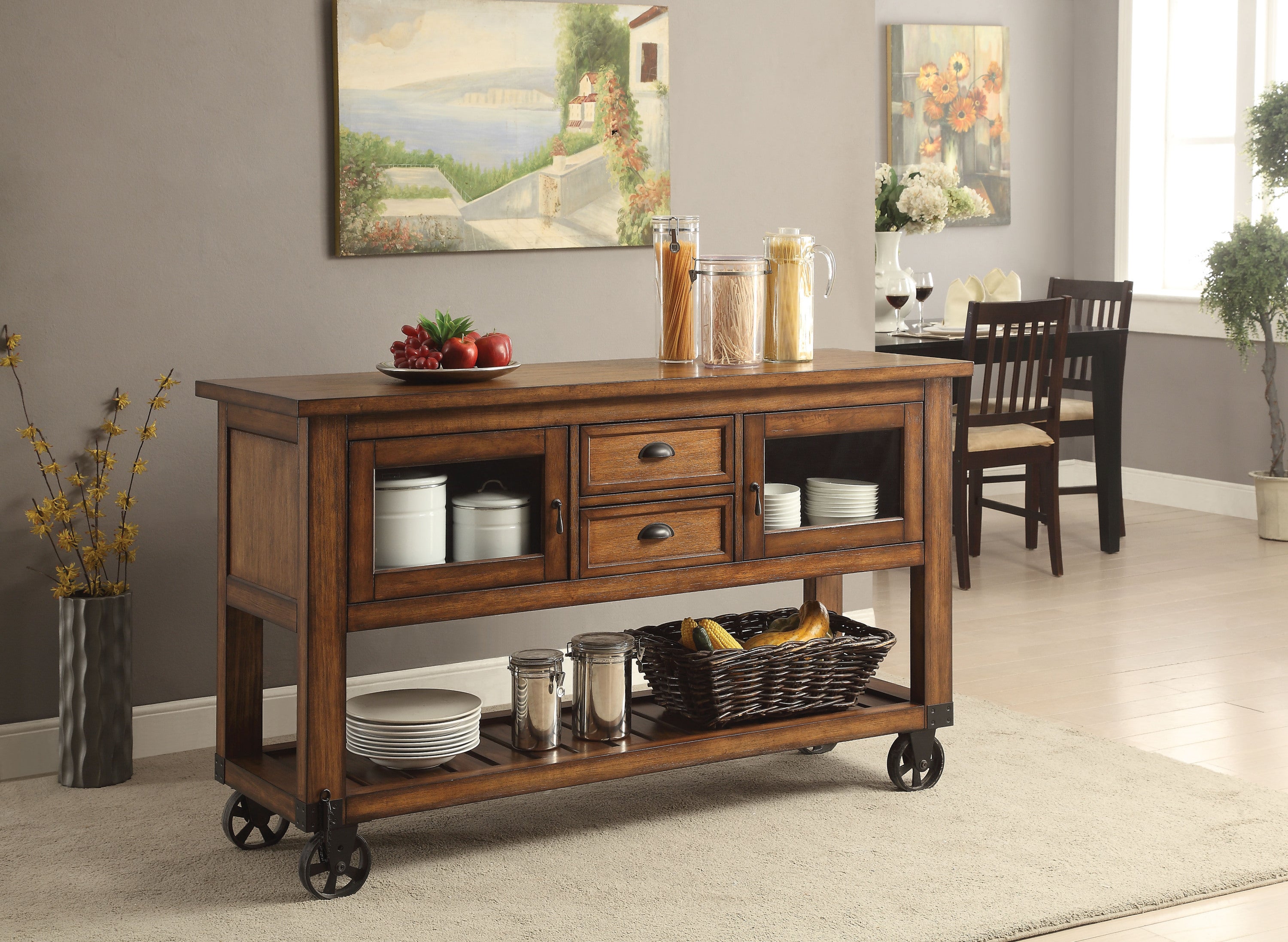 ACME Kadri Kitchen Cart, Distressed Chestnut 98180