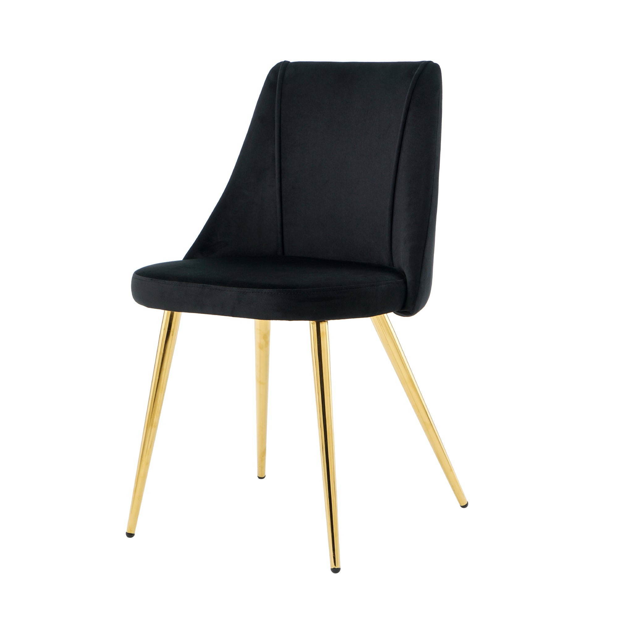 Modern simple velvet dining black chair home bedroom stool back dressing chair student desk chair gold metal legs(set of 4)