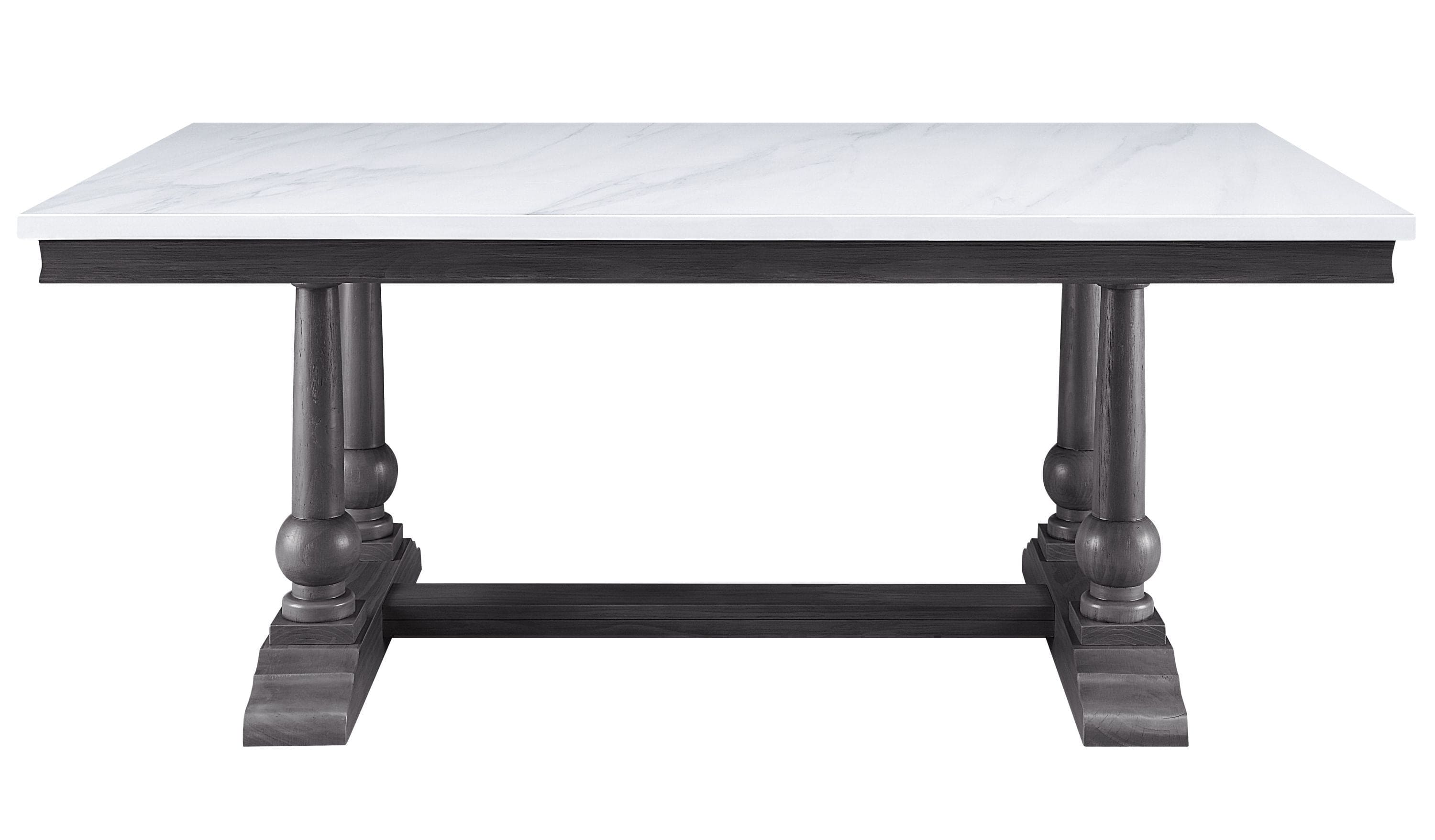 ACME Yabeina Dining Table , Marble Top & Gray Oak Finish 73265