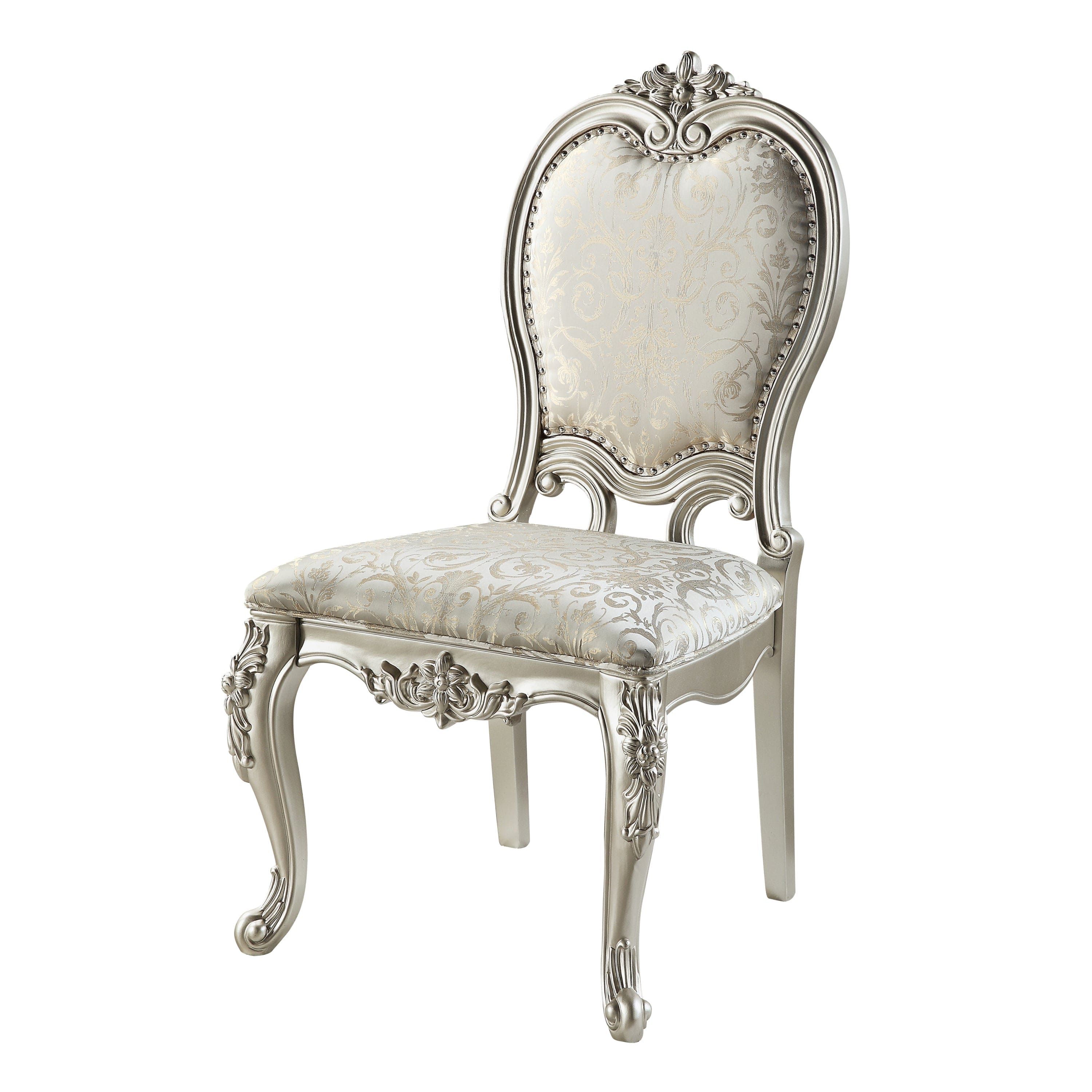 ACME Bently SIDE CHAIR (SET-2) Fabric & Champagne Finish DN01369