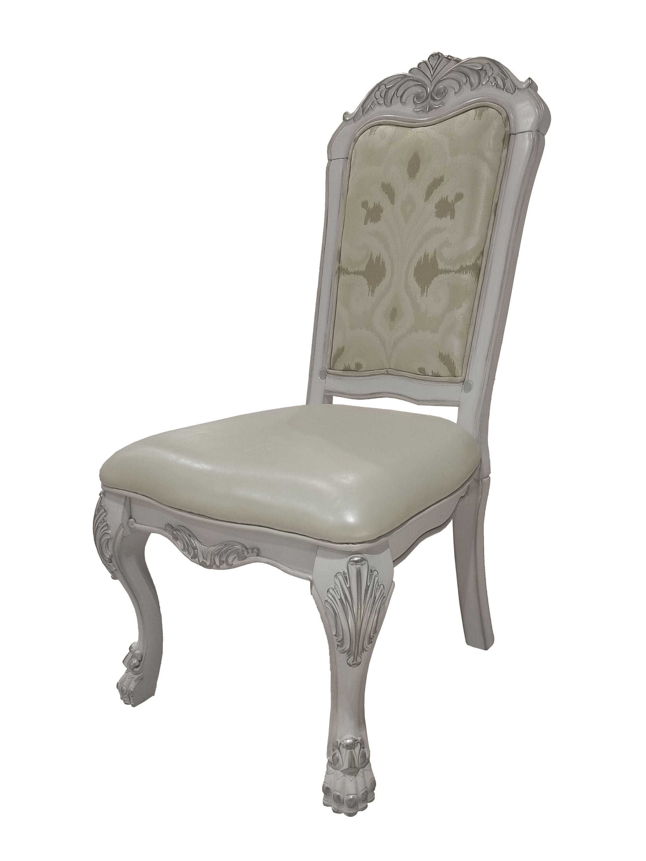 ACME Dresden  Side Chair (Set-2) in PU & Bone White Finish DN01696