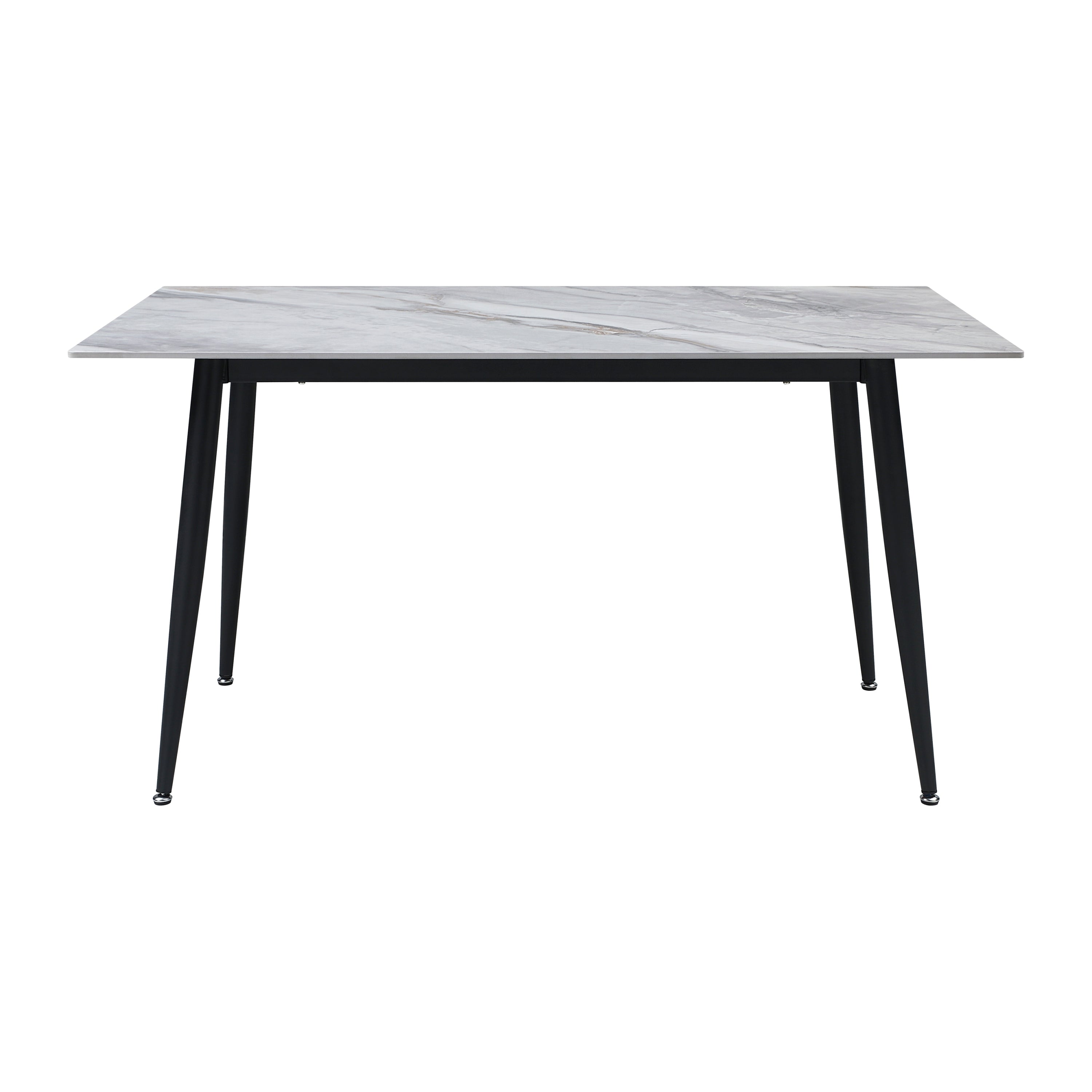 Stylish Sintered Stone Top Dining Table 1pc Black Metal Legs Modern Dining Furniture Contemporary Look