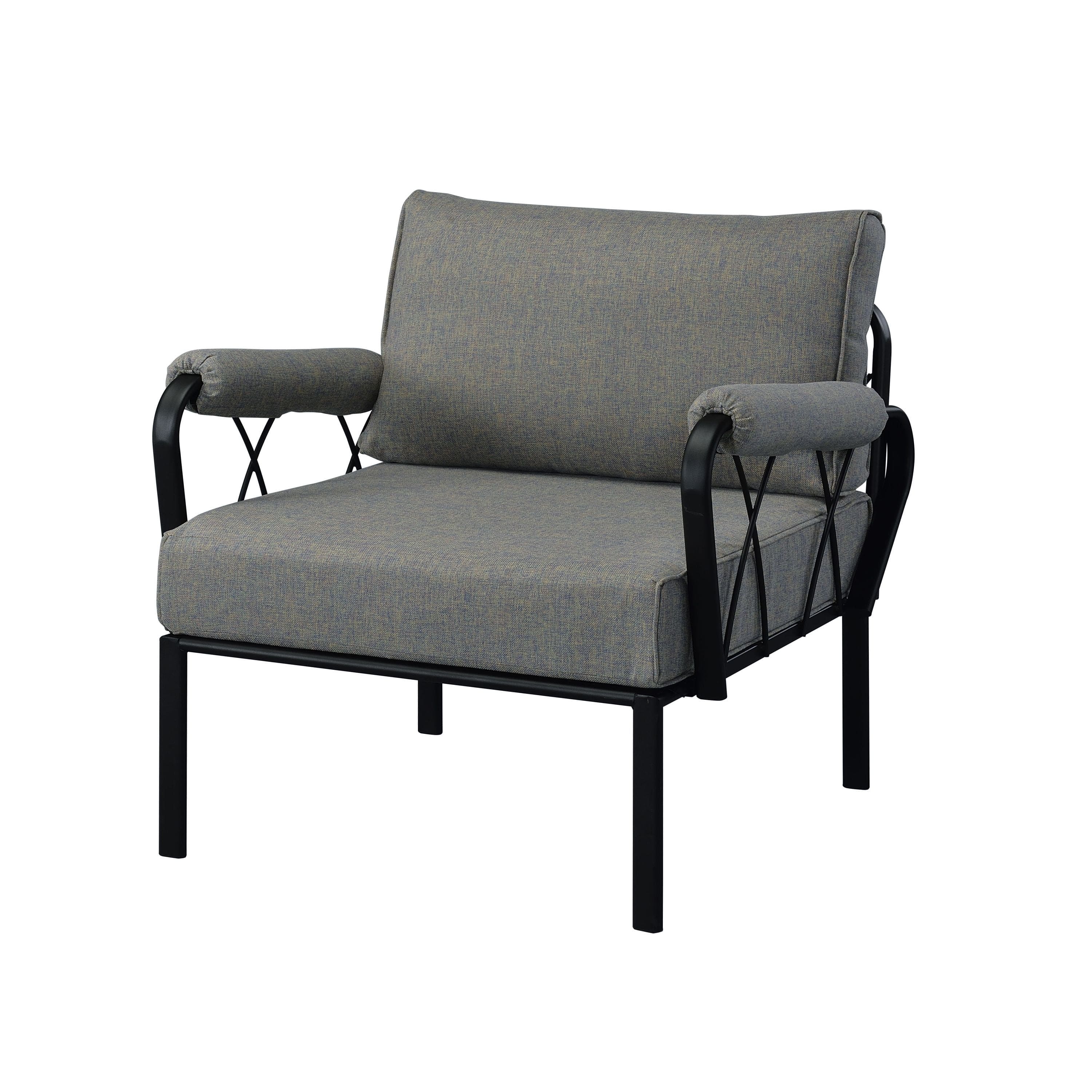 ACME Rajni Patio-Arm Chair, Gray Fabric & Black Finish OT01761