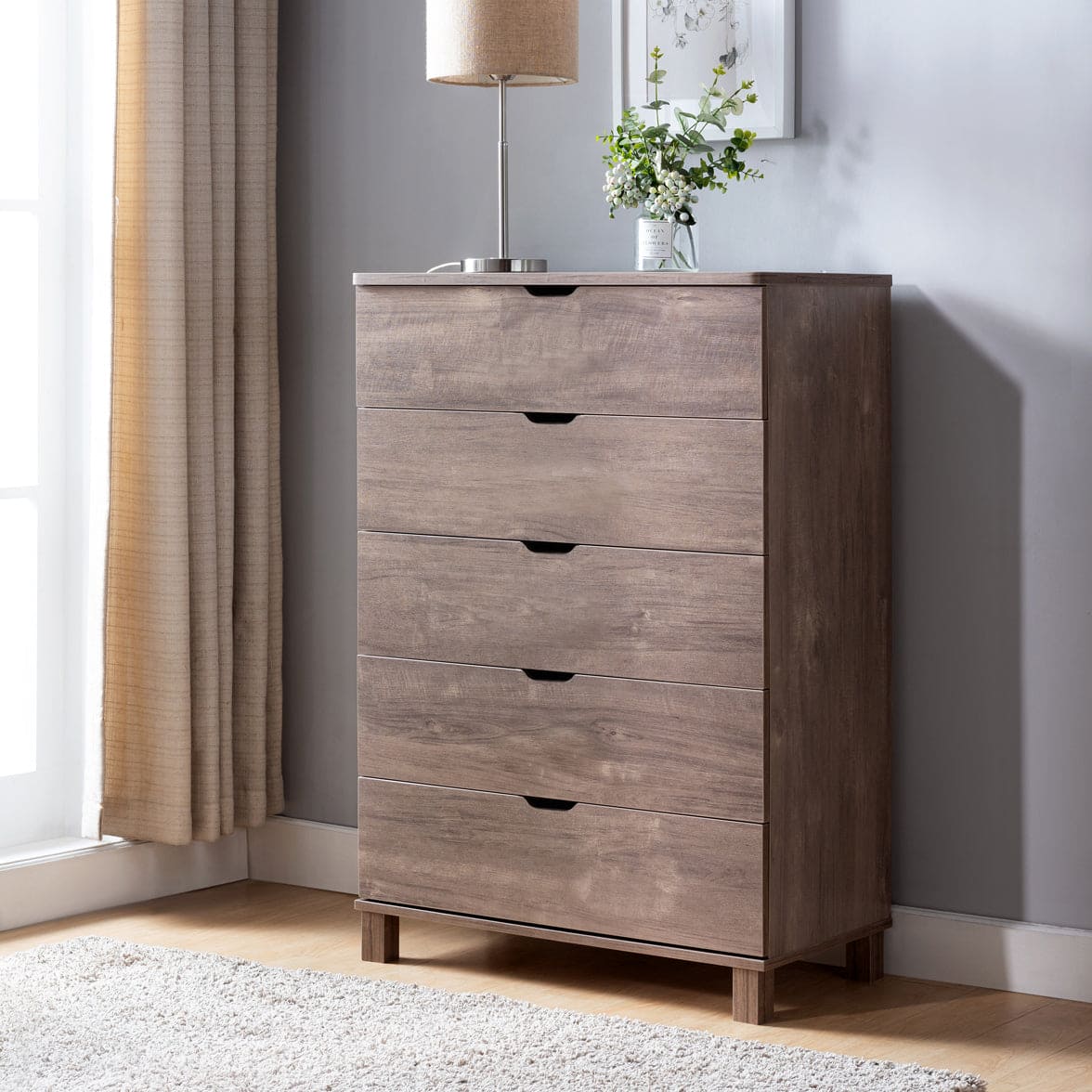 ID USA  Y2206 5 Drawer Chest Hazelnut