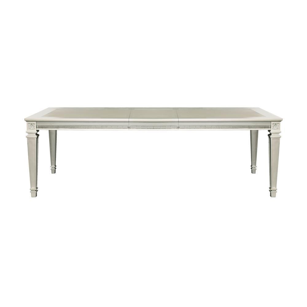 Modern Glam Design 1pc Dining Table with Extension Leaf Silver Finish Acrylic Inset Framing Dining Room Furniture