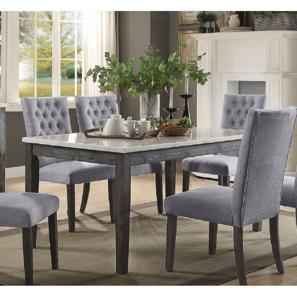 ACME Merel Dining Table in White Marble & Gray Oak 70165