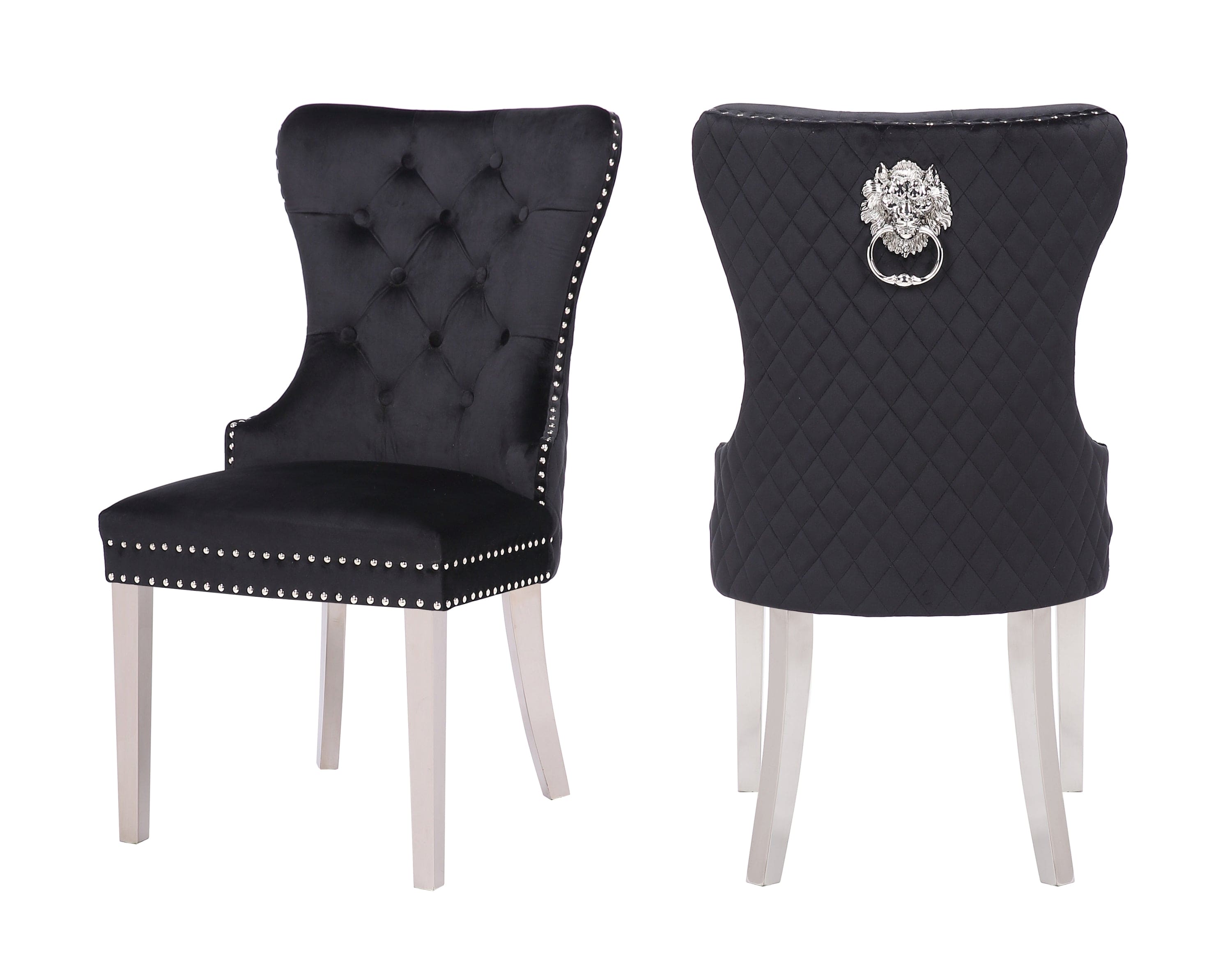 Simba Stainless Steel 2 Piece Chair Finish with Velvet Fabric in Black