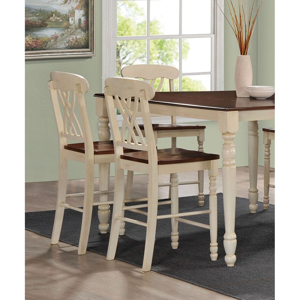 ACME Dylan Counter Height Chair (Set-2) in Buttermilk & Oak 70432