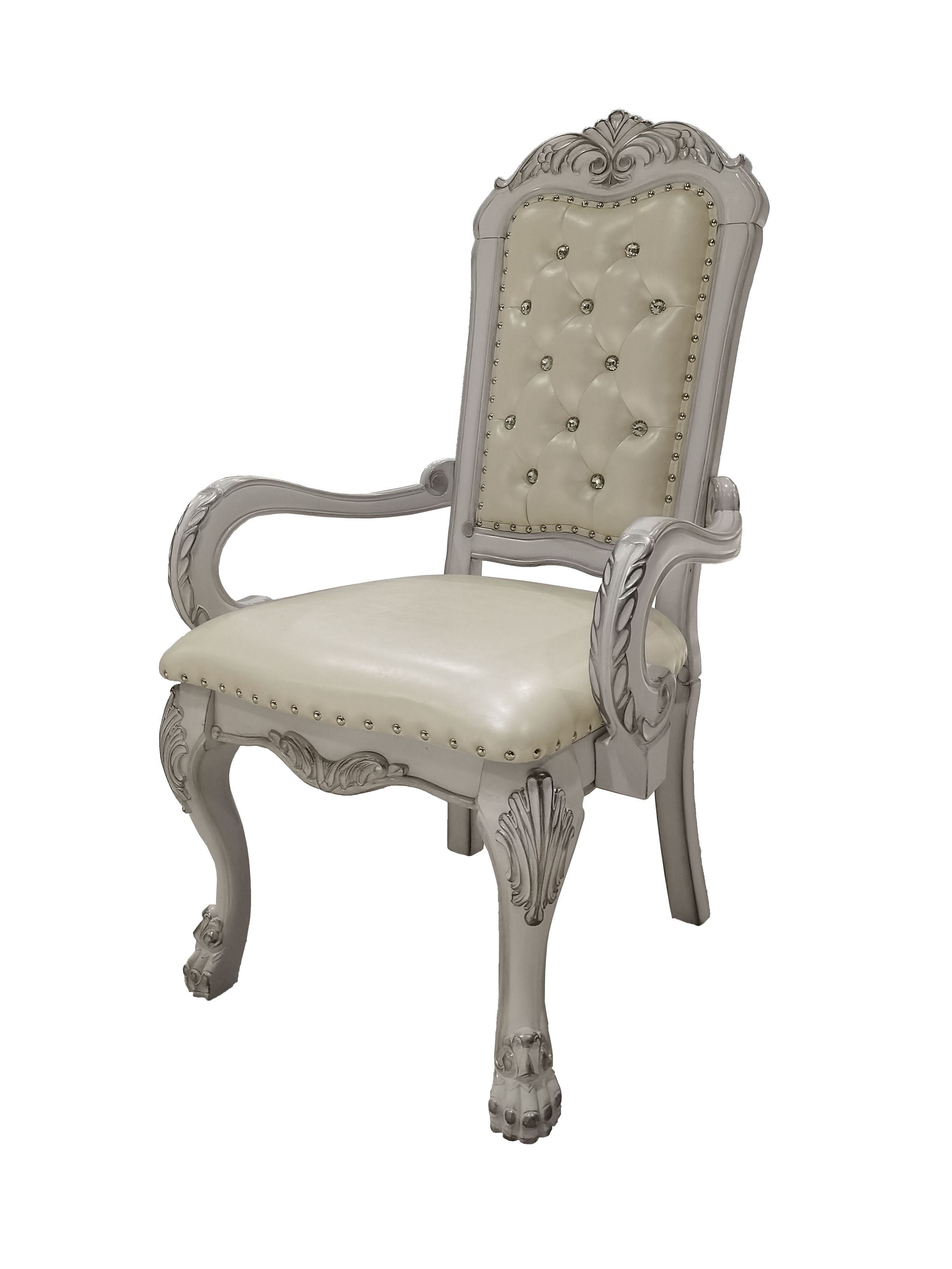 ACME Dresden  Arm Chair (Set-2) in PU & Bone White Finish DN01697