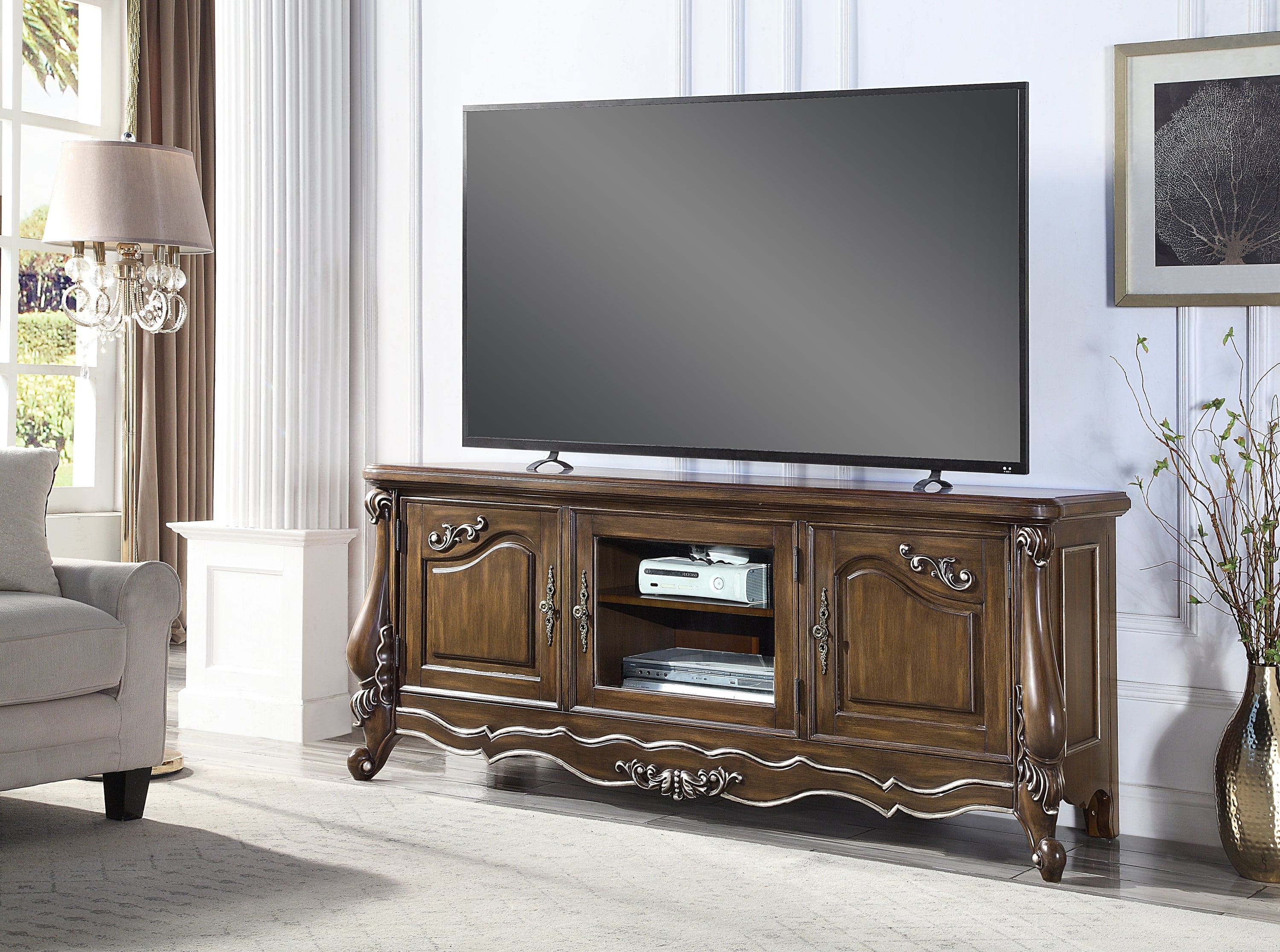 ACME Latisha TV STAND Antique Oak Finish LV01413