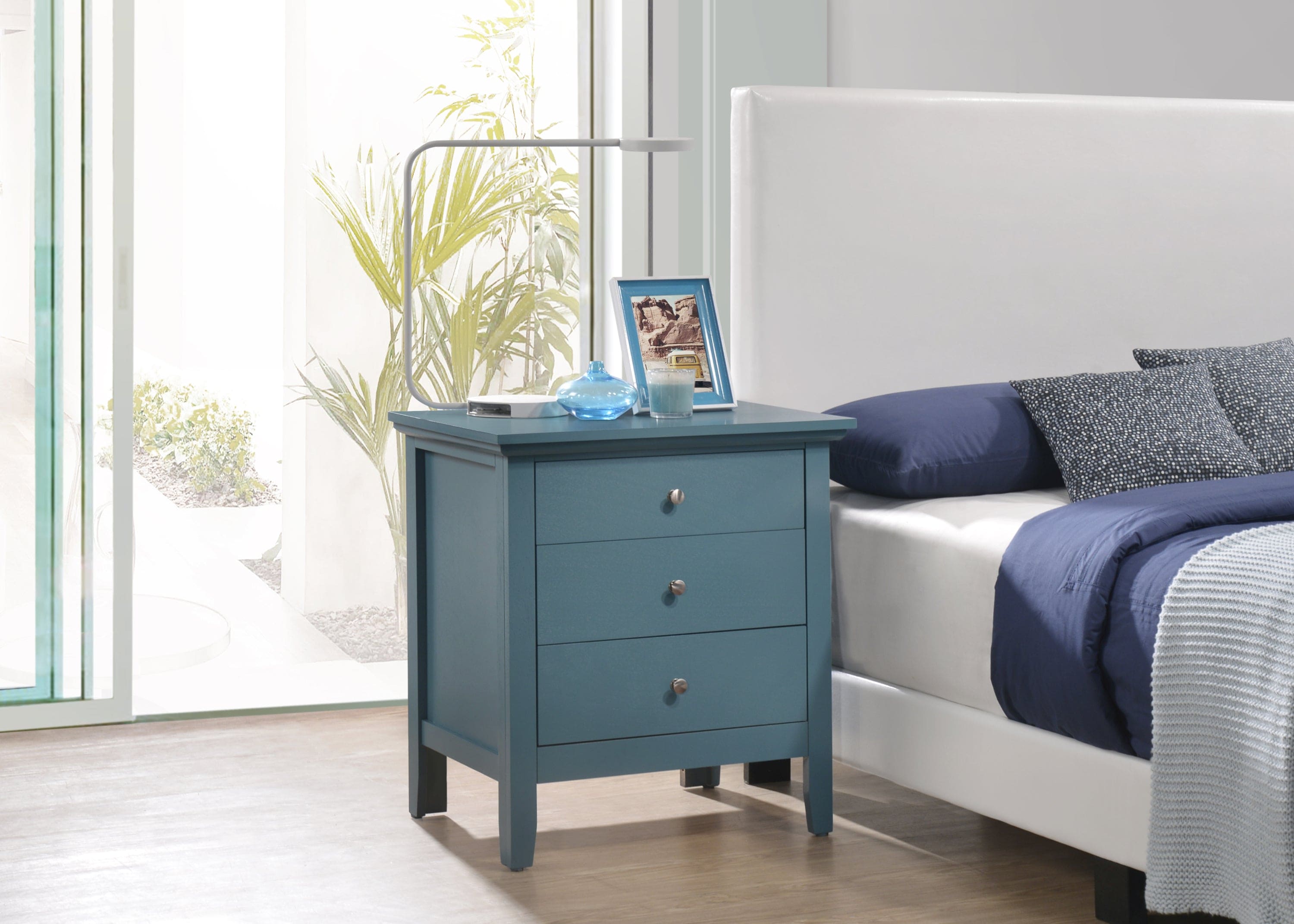 Glory Furniture Hammond G5480-N 3 Drawer Nightstand , Teal