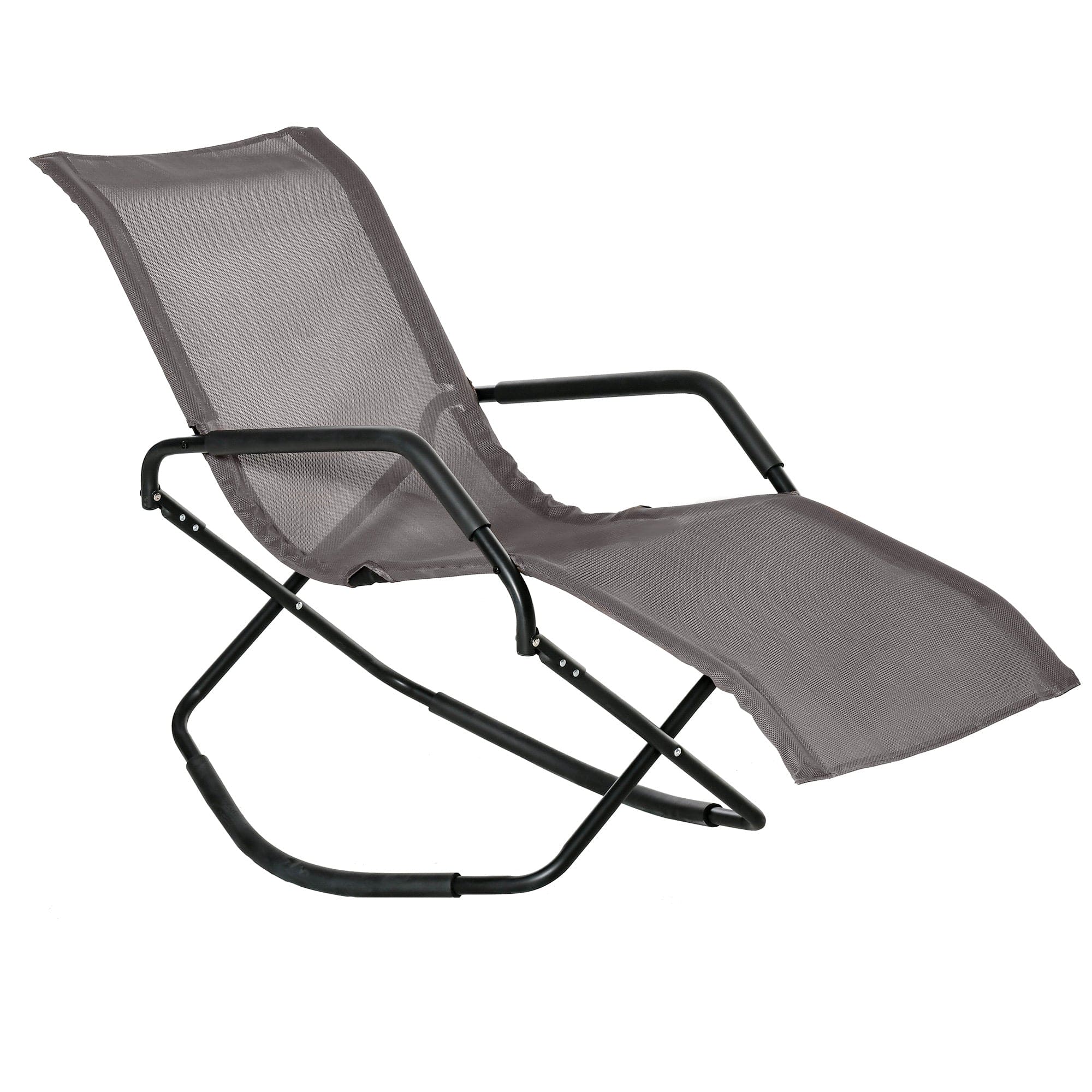 Outsunny Rocking Sun Lounger, Chaise Lounge Rocker for Sunbathing, Sun Tanning, Foldable, Portable Outdoor Patio Chair, Brown